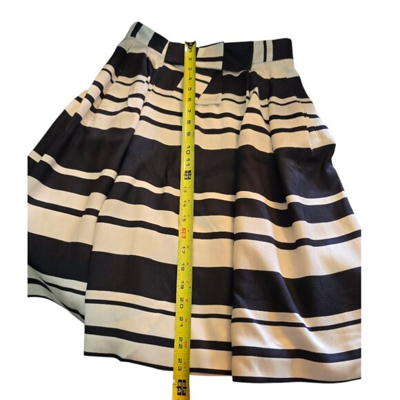 KATE SPADE Black & Cream Silk A-Line Skirt sz 4 - Picture 6 of 8